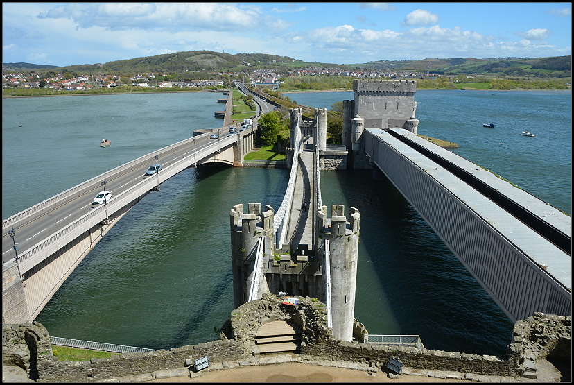 Conwy Castle  Auto-, Fugnger- und Zugbrcke